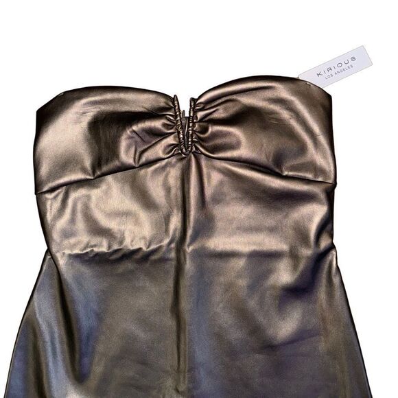 [NWT] Kirioius Los Angeles Faux Leather Strapless Mini Dress - Size Large - Picture 3 of 9